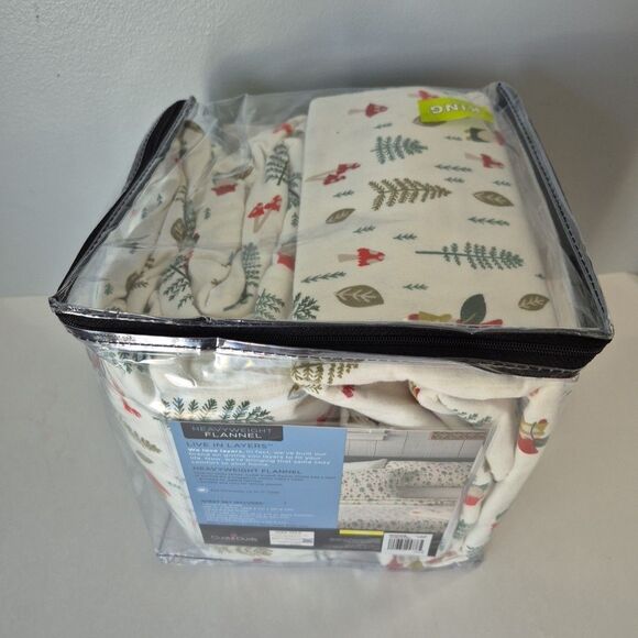 Cuddl Duds King Size Christmas Pine Trees Gnomes Mushrooms King Size Sheet Set - Picture 5 of 8